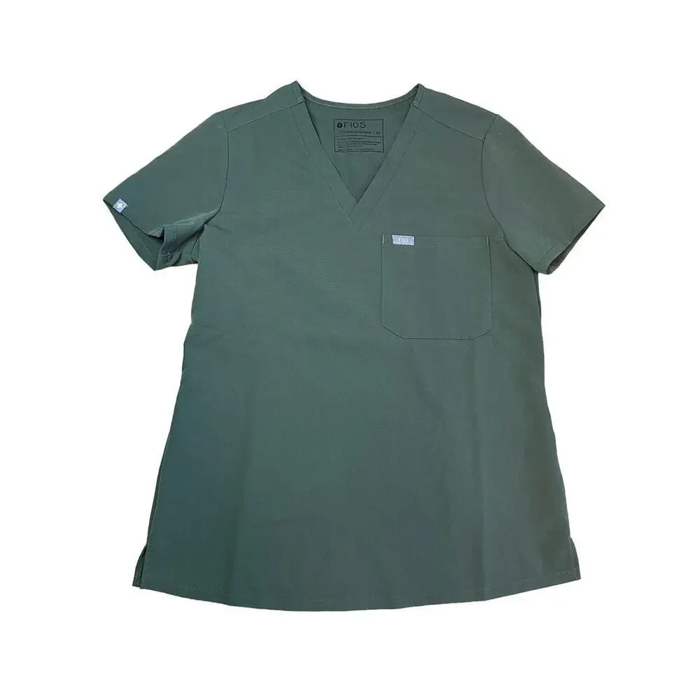 Figs Catarina‎ One-Pocket Scrub Top DARK MOSS XS